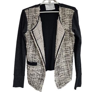Dolan Open Front Tweed Cardigan Blazer Jacket Sweater Two Tone Contrast Texture